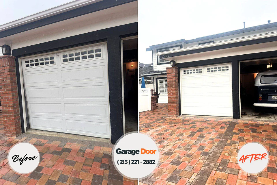 Before and after: garage door repair Edgewood, WA